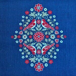 Folk Art Tapestry Table Runner New Boho Birds Holiday Embroidery Print Décor